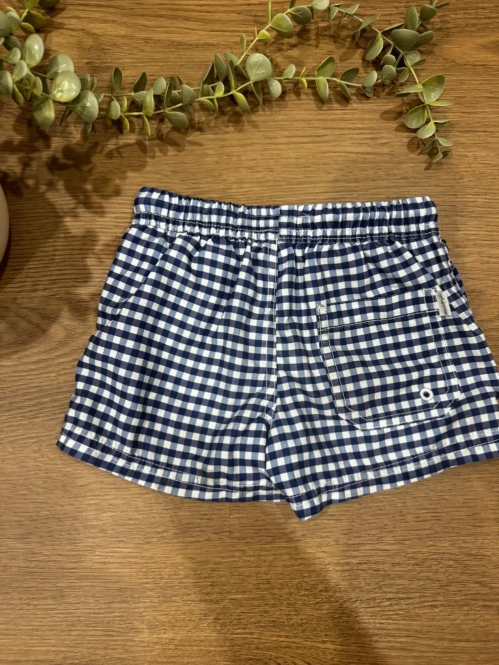 Maamgic Boys 2T Blue Gingham Check Swim Trunks Shorts